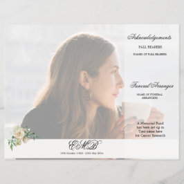 Lámina Flores de Funeral Elegante Foto Orden de Ceremonia