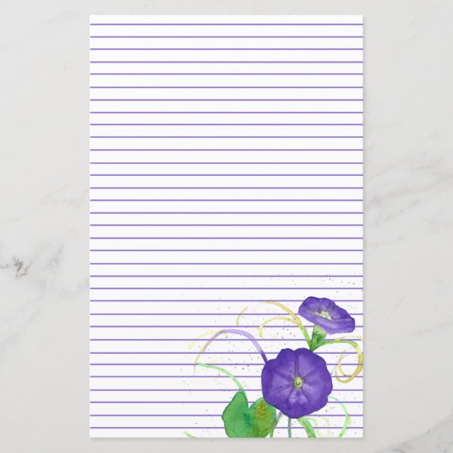 Lámina Flores de gloria matutina Stationery morado (Anverso)