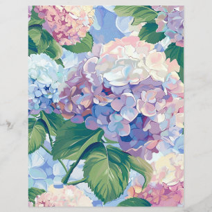 Lámina Flores de hortensia en acuarela decoupage papel ti