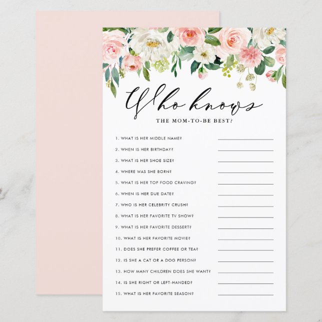 Lámina Flores de jardín que conoce a mamá el mejor juego  (Anverso / Reverso)