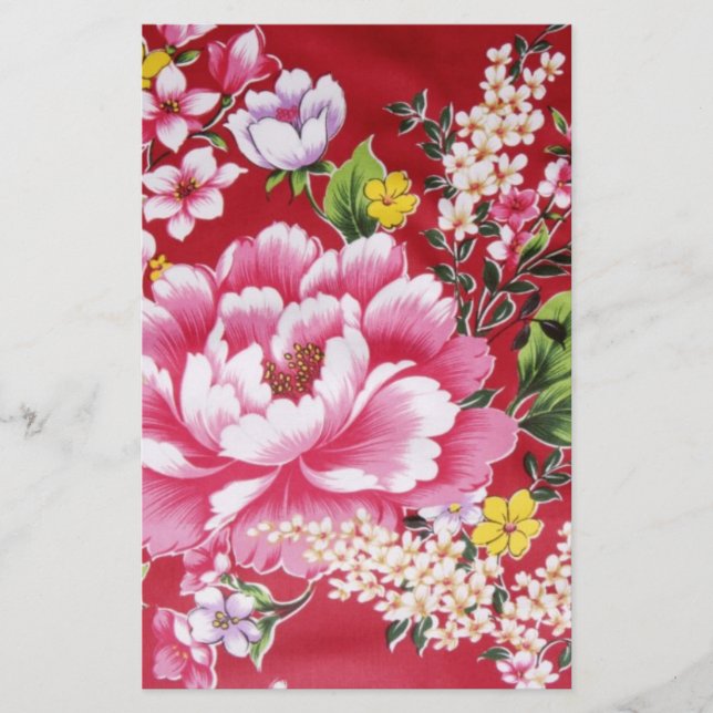 Lámina Flores de kimono japonesas (Anverso)