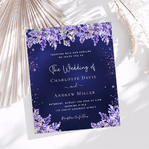 Lámina Flores de lavanda invitación a la boda azul marino