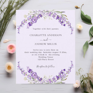 Lámina Flores de lavanda invitación a la boda violeta por