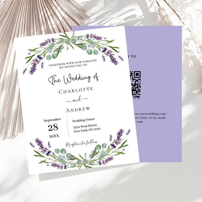 Lámina Flores de Lavender QR Invitación a matrimonio pres (Subido por el creador)