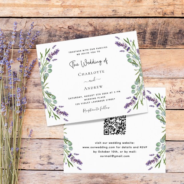 Lámina Flores de Lavender QR Invitación a matrimonio pres (Subido por el creador)
