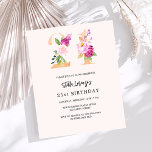 Lámina Flores de melocotón rosa invitación al presupuesto<br><div class="desc">Una invitación moderna, elegante y glamurosa para un fiesta de 21 años. Un fondo color melocotón. Decorado con números forales en falso oro y rosa. El nombre está escrito con una escritura de estilo con letras a mano moderna. Personalice y agregue los detalles de su fiesta. 1 hoja = 1...</div>