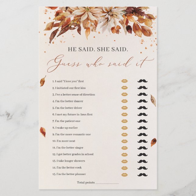 Lámina Flores de otoño dijo que dijo que era un juego de  (Anverso)