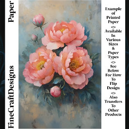 Lámina Flores de peones rosados de coral blandas, papel d