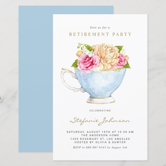 Lámina Flores de primavera en la invitación a la jubilaci (Anverso / Reverso)