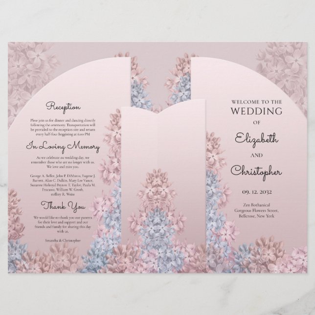 Lámina Flores de resorte de arco boho hiacintos rosados p (Anverso)