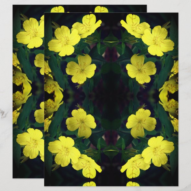 Lámina Flores de rosa amarillo resumen papel de libro de  (Anverso / Reverso)