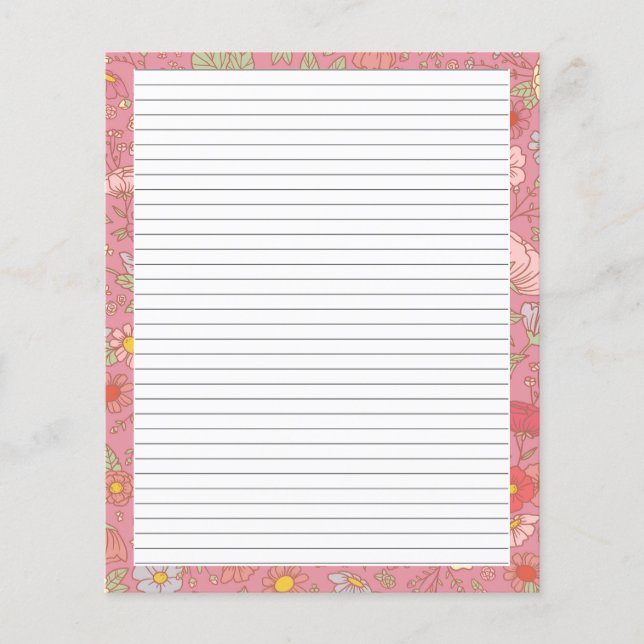 Lámina Flores de verano retro papel de letra de estacione (Anverso)