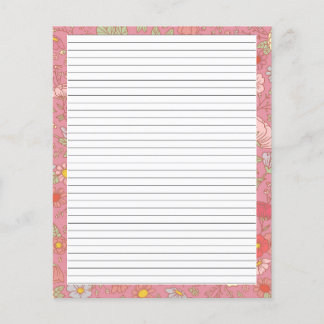 Lámina Flores de verano retro papel de letra de estacione