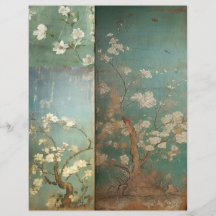 Flores de verde y manzana anticuadas Chinoiserie 1