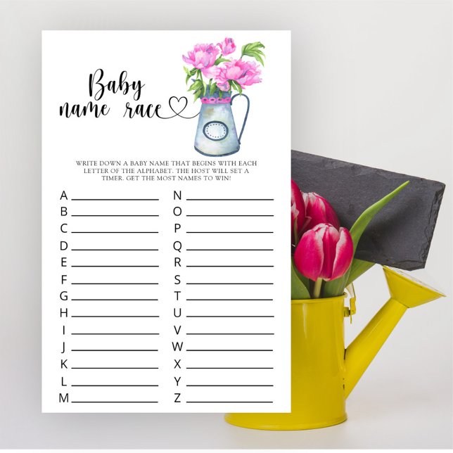 Lámina Flores ducha de bebé - Juego de carreras de nombre (Subido por el creador)