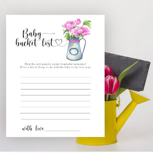 Lámina Flores ducha de bebé Lista de cubo de bebé