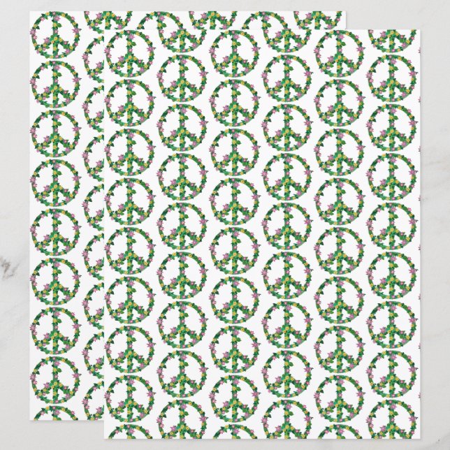 Lámina Flores florales rosas y amarillas firman papel de  (Anverso / Reverso)