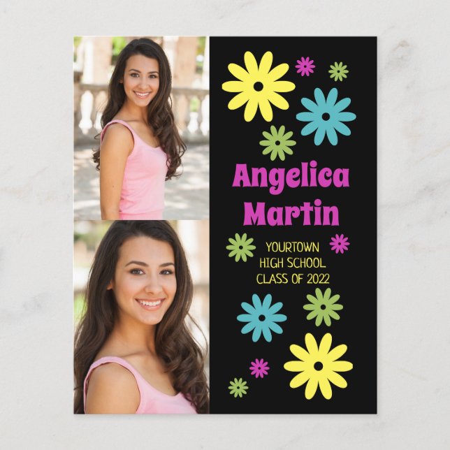 Lámina Flores Hippie Retro 2 Graduación de Presupuesto Fo (Anverso)