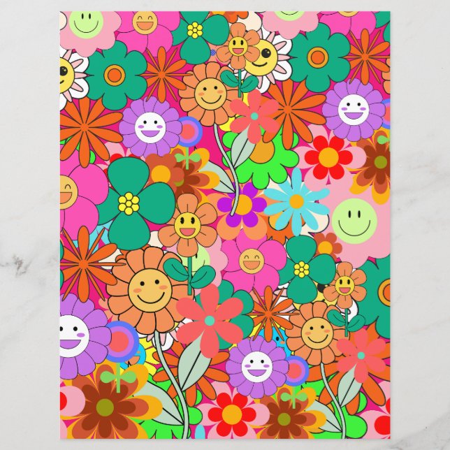Lámina Flores Hippie Retro Groovy Boho (Anverso)