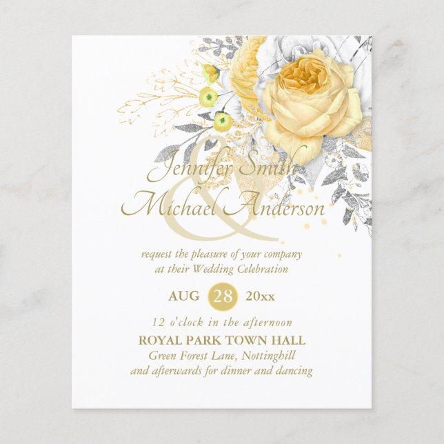 Lámina Flores indulgentes de casamiento con rosa de oro b (Anverso)