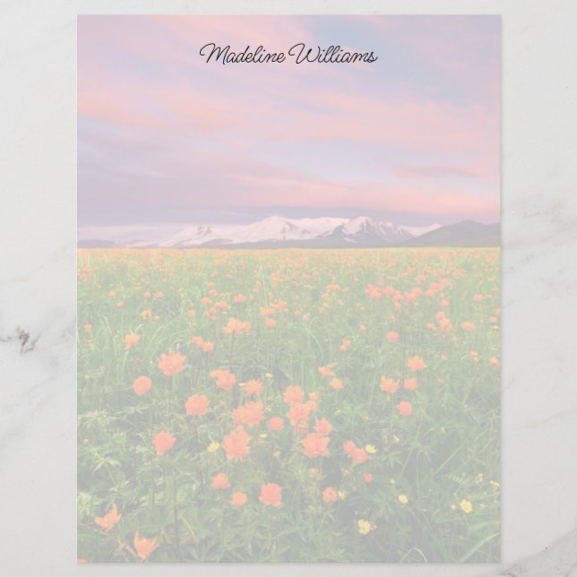 Lámina Flores | Montañas de campo de flores silvestres cu (Anverso)