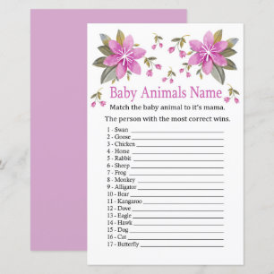 Lámina Flores moradas Bebés Animales Nombre Juego