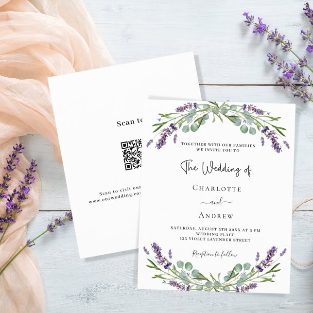 Lámina Flores moradas de lavanda presupuesto boda QR RSVP (Subido por el creador)