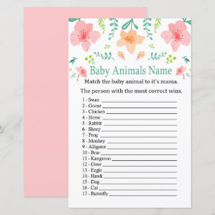 Lámina Flores Pastel Bebé Animales Nombre Juego