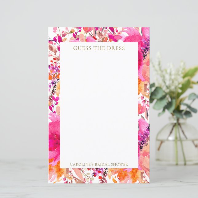 Lámina Flores rosadas personalizados adivinan juego de no (Anverso de pie)