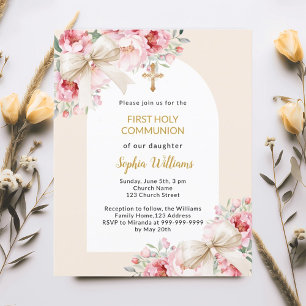 Lámina Flores rosas arco arco arco Primera invitación de 
