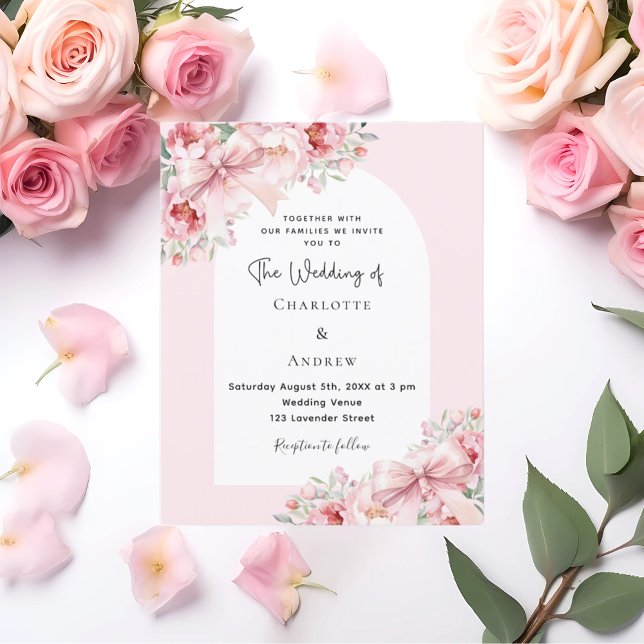 Lámina Flores rosas doblan invitación a la boda arco (Subido por el creador)