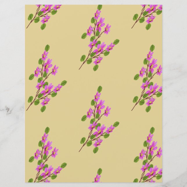 Lámina Flores rosas en una rama (Anverso)