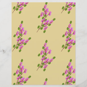 Lámina Flores rosas en una rama