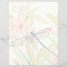 Flores rosas y libélula