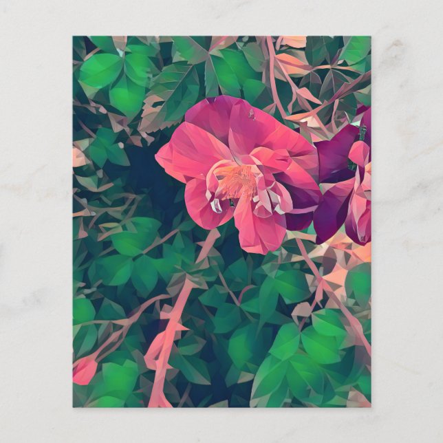 Lámina Flores rosas y verdes para la elaboración de artíc (Anverso)