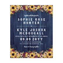 Flores Rústicas Azul Madera 2 En 1 Boda Presupuest