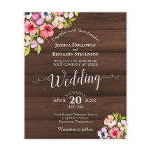 Flores rusticas en la invitación a la boda del pre