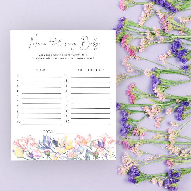 Lámina Flores salvajes ducha bebé Nombre esa canción jueg (Subido por el creador)