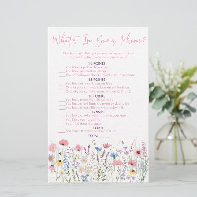 Lámina Flores salvajes Pink Meadow ¿Qué hay en tu juego d (Anverso de pie)