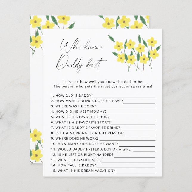 Lámina Flores salvajes Quién conoce mejor a papá (Anverso / Reverso)