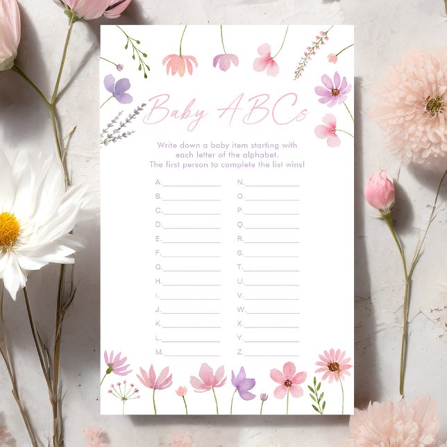 Lámina Flores salvajes rosadas púrpura bebé ABC juego de  (Subido por el creador)