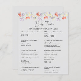 Lámina Flores salvajes Trivia bebé | Juego Baby Shower