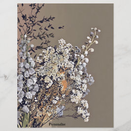Lámina Flores secas Papel vintage de follaje