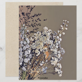 Lámina Flores secas Papel vintage de follaje