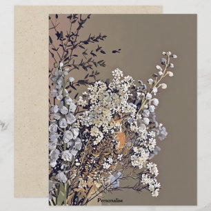 Lámina Flores secas Papel vintage de follaje