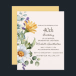 Lámina Flores silvestres amarillas Margaritas blancas Cum<br><div class="desc">Margaritas blancas y flores silvestres amarillas Invitación de presupuesto de fiesta de cumpleaños número 40 para "madre,  abuela y amiga". Contácteme para obtener ayuda con sus personalizaciones o para solicitar productos adicionales de Zazzle que coincidan o coordinen con su fiesta.</div>