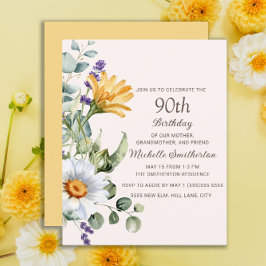 Lámina Flores silvestres amarillas White Daisies 90º cump