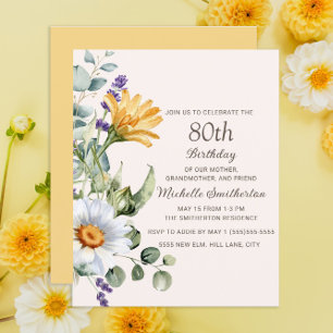 Lámina Flores silvestres amarillas White Daisies Cumpleañ