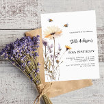 Lámina Flores silvestres amarillo púrpura cumpleaños de p<br><div class="desc">Un fondo blanco. Decorado con abejas y flores silvestres pintadas en violeta y rosa. Personalice y agregue un nombre y detalles del fiesta. 1 hoja = 1 borde impreso de invitación al borde.</div>