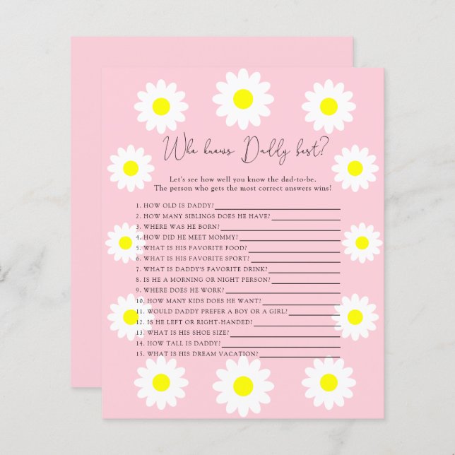 Lámina Flores silvestres Daisies - Quién conoce mejor a D (Anverso / Reverso)